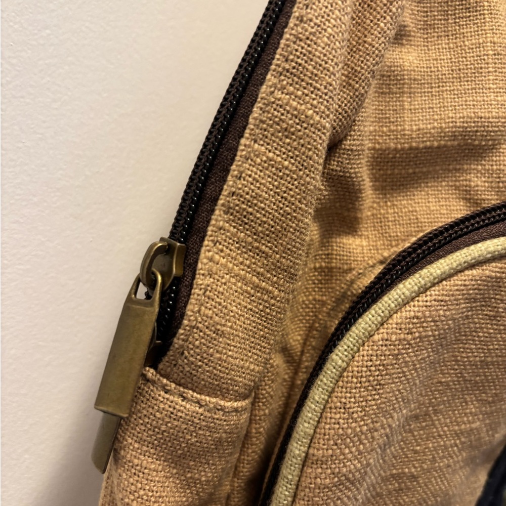 Chic Tan Backpack With Patterned Pocket | Earthbo… - image 4